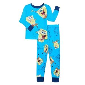 NWT Spongebob Squarepants Boys Pajamas Set Size 10 Blue Long Sleeve Cartoon Gift